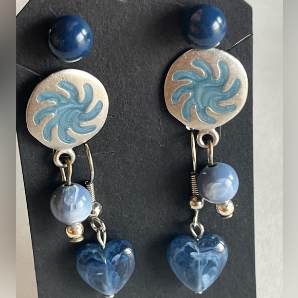 Avon Silver & Sapphire Pendant on 18kGP Chain + 3 Pairs Earrings~silver&blue - Picture 10 of 12